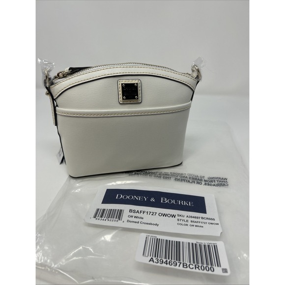 Dooney & Bourke Handbags - NWT Dooney & Bourke Saffiano Mini Domed Crossbody Off White Gold Hardware